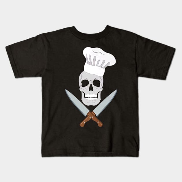 Badass Chef Skull Kids T-Shirt by Watermelon Wearing Sunglasses